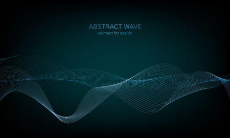 Abstract wave element for design. Digital frequency track equalizer. Stylized line art background. Colorful shiny wave with lines created using blend tool. Curved wavy line, smooth stripeのイラスト素材