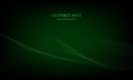 Abstract wave element for design. Digital frequency track equalizer. Stylized line art background. Colorful shiny wave with lines created using blend tool. Curved wavy line, smooth stripeのイラスト素材