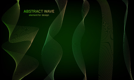 Abstract wave element for design. Digital frequency track equalizer. Stylized line art background. Colorful shiny wave with lines created using blend tool. Curved wavy line, smooth stripeのイラスト素材