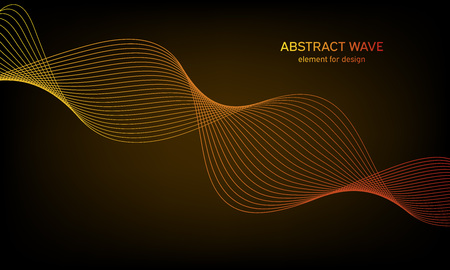 Abstract wave element for design. Digital frequency track equalizer. Stylized line art background. Colorful shiny wave with lines created using blend tool. Curved wavy line, smooth stripeのイラスト素材