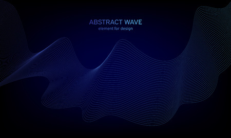 Abstract wave element for design. Digital frequency track equalizer. Stylized line art background. Colorful shiny wave with lines created using blend tool. Curved wavy line, smooth stripeのイラスト素材
