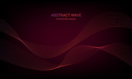 Abstract wave element for design. Digital frequency track equalizer. Stylized line art background. Colorful shiny wave with lines created using blend tool. Curved wavy line, smooth stripeのイラスト素材