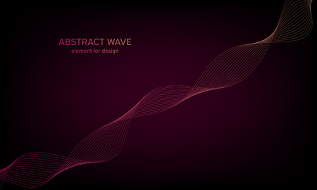 Abstract wave element for design. Digital frequency track equalizer. Stylized line art background. Colorful shiny wave with lines created using blend tool. Curved wavy line, smooth stripeのイラスト素材