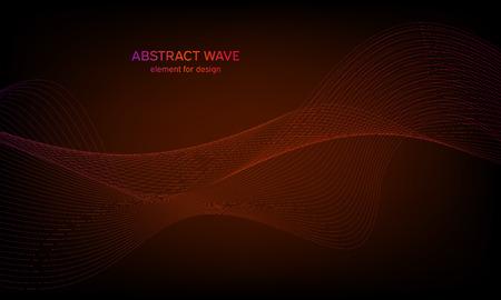 Abstract wave element for design. Digital frequency track equalizer. Stylized line art background. Colorful shiny wave with lines created using blend tool. Curved wavy line, smooth stripeのイラスト素材