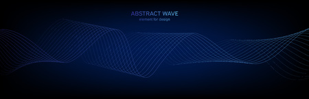 Abstract wave element for design. Digital frequency track equalizer. Stylized line art background. Colorful shiny wave with lines created using blend tool. Curved wavy line, smooth stripeのイラスト素材