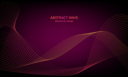 Abstract wave element for design. Digital frequency track equalizer. Stylized line art background. Colorful shiny wave with lines created using blend tool. Curved wavy line, smooth stripeのイラスト素材