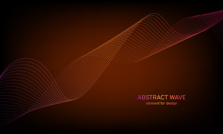 Abstract wave element for design. Digital frequency track equalizer. Stylized line art background. Colorful shiny wave with lines created using blend tool. Curved wavy line, smooth stripeのイラスト素材