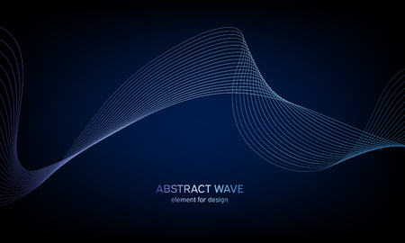 Abstract wave element for design. Digital frequency track equalizer. Stylized line art background. Colorful shiny wave with lines created using blend tool. Curved wavy line, smooth stripeのイラスト素材
