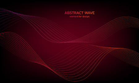 Abstract wave element for design. Digital frequency track equalizer. Stylized line art background. Colorful shiny wave with lines created using blend tool. Curved wavy line, smooth stripeのイラスト素材