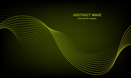 Abstract wave element for design. Digital frequency track equalizer. Stylized line art background. Colorful shiny wave with lines created using blend tool. Curved wavy line, smooth stripeのイラスト素材