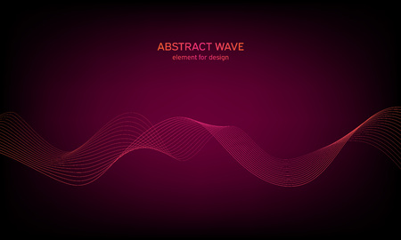 Abstract wave element for design. Digital frequency track equalizer. Stylized line art background. Colorful shiny wave with lines created using blend tool. Curved wavy line, smooth stripeのイラスト素材