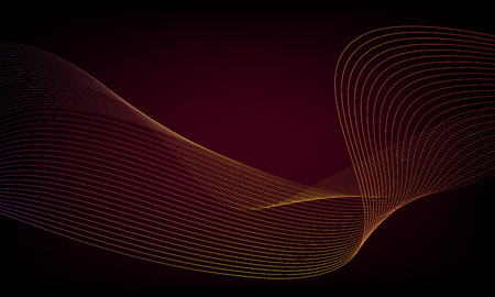 Abstract wave element for design. Digital frequency track equalizer. Stylized line art background. Colorful shiny wave with lines created using blend tool. Curved wavy line, smooth stripeのイラスト素材