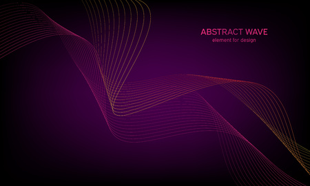 Abstract wave element for design. Digital frequency track equalizer. Stylized line art background. Colorful shiny wave with lines created using blend tool. Curved wavy line, smooth stripeのイラスト素材