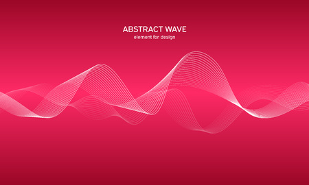 Abstract wave element for design. Digital frequency track equalizer. Stylized line art background. Colorful shiny wave with lines created using blend tool. Curved wavy line, smooth stripeのイラスト素材