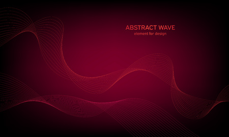 Abstract wave element for design. Digital frequency track equalizer. Stylized line art background. Colorful shiny wave with lines created using blend tool. Curved wavy line, smooth stripeのイラスト素材