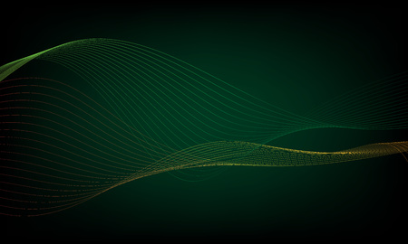 Abstract wave element for design. Digital frequency track equalizer. Stylized line art background. Colorful shiny wave with lines created using blend tool. Curved wavy line, smooth stripeのイラスト素材