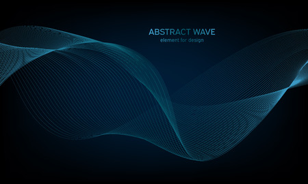 Abstract wave element for design. Digital frequency track equalizer. Stylized line art background. Colorful shiny wave with lines created using blend tool. Curved wavy line, smooth stripeのイラスト素材