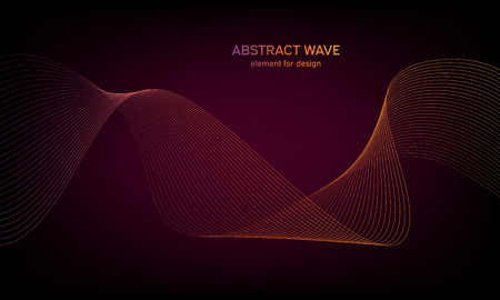 Abstract wave element for design. Digital frequency track equalizer. Stylized line art background. Colorful shiny wave with lines created using blend tool. Curved wavy line, smooth stripeのイラスト素材
