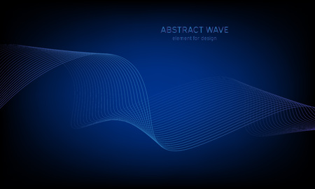 Abstract wave element for design. Digital frequency track equalizer. Stylized line art background. Colorful shiny wave with lines created using blend tool. Curved wavy line, smooth stripeのイラスト素材
