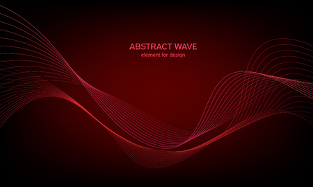 Abstract wave element for design. Digital frequency track equalizer. Stylized line art background. Colorful shiny wave with lines created using blend tool. Curved wavy line, smooth stripeのイラスト素材
