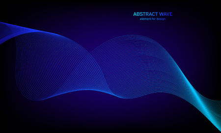Abstract wave element for design. Digital frequency track equalizer. Stylized line art background. Colorful shiny wave with lines created using blend tool. Curved wavy line, smooth stripeのイラスト素材