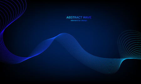Abstract wave element for design. Digital frequency track equalizer. Stylized line art background. Colorful shiny wave with lines created using blend tool. Curved wavy line, smooth stripeのイラスト素材
