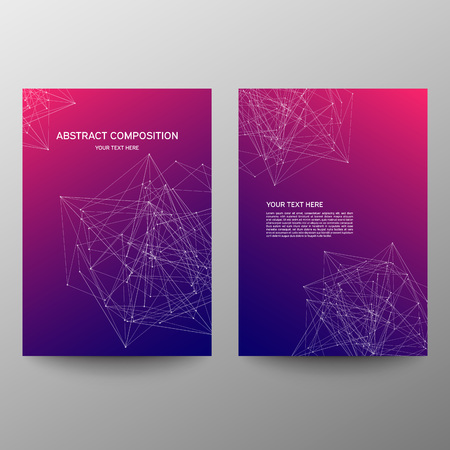 Brochure design a4. Abstract composition. Information banner. A set of page. Modern vector page. Color image. Ad flange. Dots and lines. Connection Concept.のイラスト素材