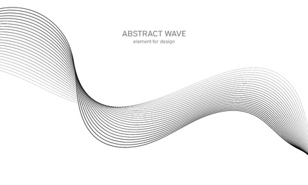 Abstract wave element for design. Digital frequency track equalizer. Stylized line art background. Vector illustration. Created with blend tool. Curved wavy line, smooth stripeのイラスト素材
