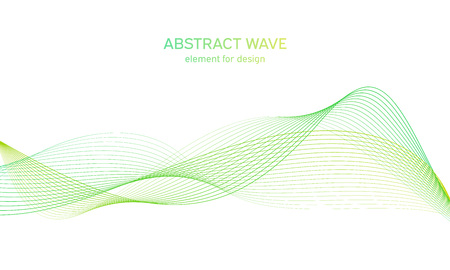 Abstract colorfull wave element for design. Digital frequency track equalizer. Stylized line art background.Vector illustration.Wave with lines created using blend tool.Curved wavy line,smooth stripeのイラスト素材