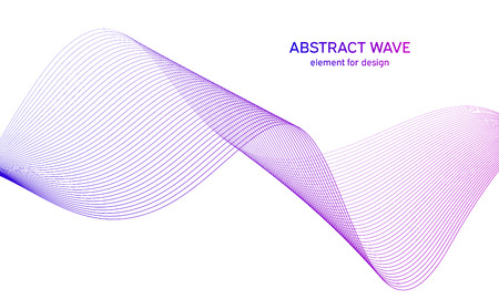 Abstract colorfull wave element for design. Digital frequency track equalizer. Stylized line art background.Vector illustration.Wave with lines created using blend tool. Curved wavy line, smooth stripeのイラスト素材