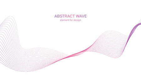 Abstract colorfull wave element for design. Digital frequency track equalizer. Stylized line art background.Vector illustration.Wave with lines created using blend tool.Curved wavy line,smooth stripeのイラスト素材