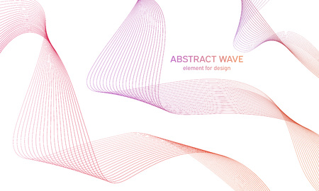 Abstract colorfull wave element for design. Digital frequency track equalizer. Stylized line art background.Vector illustration.Wave with lines created using blend tool.Curved wavy line,smooth stripeのイラスト素材