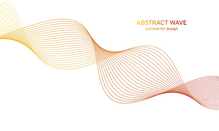 Abstract colorfull wave element for design. Digital frequency track equalizer. Stylized line art background.Vector illustration.Wave with lines created using blend tool.Curved wavy line,smooth stripeのイラスト素材
