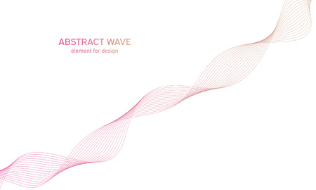 Abstract colorfull wave element for design. Digital frequency track equalizer. Stylized line art background.Vector illustration.Wave with lines created using blend tool.Curved wavy line,smooth stripeのイラスト素材
