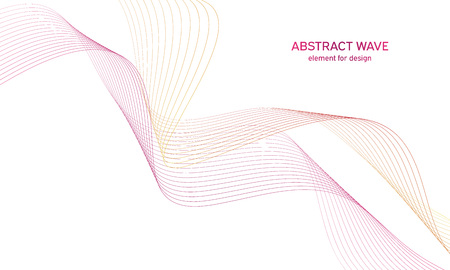 Abstract colorfull wave element for design. Digital frequency track equalizer. Stylized line art background.Vector illustration.Wave with lines created using blend tool.Curved wavy line,smooth stripeのイラスト素材