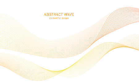 Abstract colorfull wave element for design. Digital frequency track equalizer. Stylized line art background.Vector illustration.Wave with lines created using blend tool.Curved wavy line,smooth stripeのイラスト素材