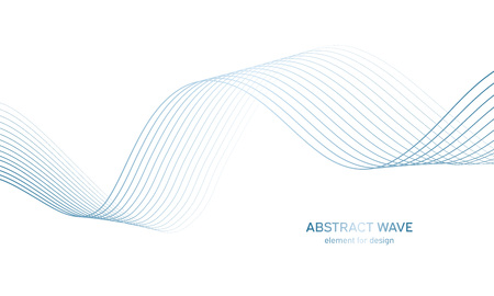 Abstract colorfull wave element for design. Digital frequency track equalizer. Stylized line art background.Vector illustration.Wave with lines created using blend tool.Curved wavy line,smooth stripeのイラスト素材