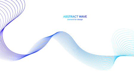 Abstract colorfull wave element for design. Digital frequency track equalizer. Stylized line art background.Vector illustration.Wave with lines created using blend tool.Curved wavy line,smooth stripeのイラスト素材