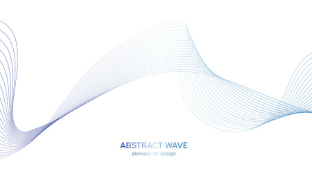Abstract colorfull wave element for design. Digital frequency track equalizer. Stylized line art background.Vector illustration.Wave with lines created using blend tool.Curved wavy line,smooth stripeのイラスト素材