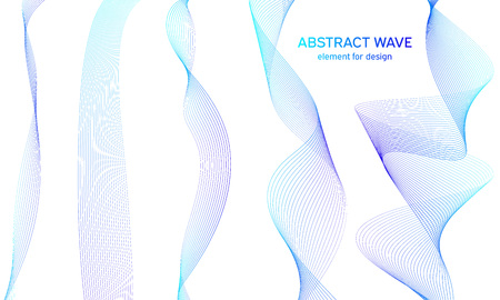 Abstract colorfull wave element for design. Digital frequency track equalizer. Stylized line art background.Vector illustration.Wave with lines created using blend tool.Curved wavy line,smooth stripeのイラスト素材