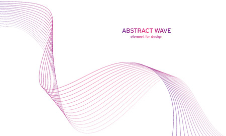 Abstract colorfull wave element for design. Digital frequency track equalizer. Stylized line art background.Vector illustration.Wave with lines created using blend tool.Curved wavy line,smooth stripeのイラスト素材