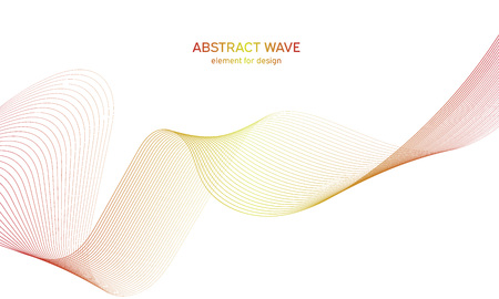 Abstract colorfull wave element for design. Digital frequency track equalizer. Stylized line art background.Vector illustration.Wave with lines created using blend tool.Curved wavy line,smooth stripeのイラスト素材
