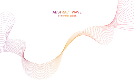 Abstract colorfull wave element for design. Digital frequency track equalizer. Stylized line art background.Vector illustration.Wave with lines created using blend tool.Curved wavy line,smooth stripeのイラスト素材