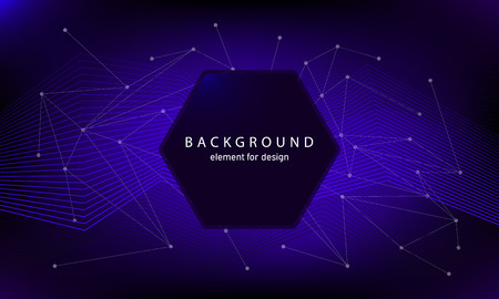 Technology background with abstract waves and connecting dots and lines. Circle with text. Vector illustrationのイラスト素材