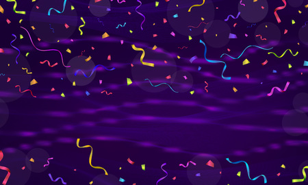 Celebration. Vector serpentine and confetti on colourful background. Vector illustrationのイラスト素材