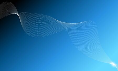 Abstract wave element for design. Digital frequency track equalizer. Stylized line art background. Colorful shiny wave with lines created using blend tool. Curved wavy line, smooth stripe Vector.のイラスト素材