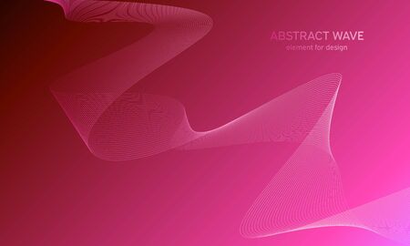 Abstract wave element for design. Digital frequency track equalizer. Stylized line art background. Colorful shiny wave with lines created using blend tool. Curved wavy line, smooth stripe Vector.のイラスト素材