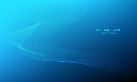 Abstract wave element for design. Digital frequency track equalizer. Stylized line art background. Colorful shiny wave with lines created using blend tool. Curved wavy line, smooth stripe Vector.のイラスト素材