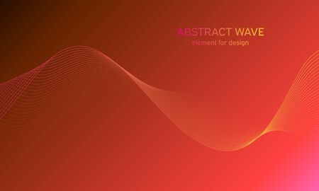Abstract wave element for design. Digital frequency track equalizer. Stylized line art background. Colorful shiny wave with lines created using blend tool. Curved wavy line, smooth stripe Vector.のイラスト素材