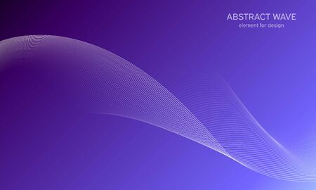 Abstract wave element for design. Digital frequency track equalizer. Stylized line art background. Colorful shiny wave with lines created using blend tool. Curved wavy line, smooth stripe Vector.のイラスト素材
